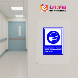 Indicator Obligatoriu purtati masca de praf pentru protectie, Sticker autocolant - Img 4