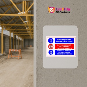 Indicator Panou asigurati scara in timpul utilizarii este interzisa catararea pe echipamente alegeti puncte de ancorare solide si sigure, Sticker autocolant - Img 5
