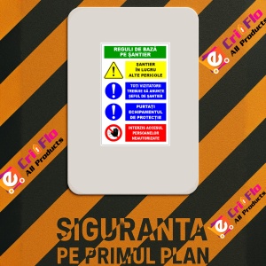 Indicator Panou pentru reguli de baza pe santier, Sticker autocolant - Img 2