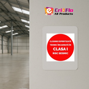 Indicator Pentru Cladire expertizata tehnica incadrata in clasa 1 risc seismic, Sticker autocolant - Img 3