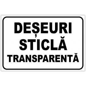Indicator Pentru deseuri sticla transparenta, Sticker autocolant