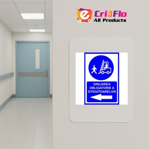 Indicator Pentru dirijarea obligatorie a stivuitoarelor prin stanga, Sticker autocolant - Img 4