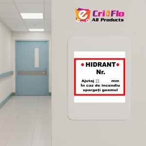 Indicator Pentru hidrant nr in caz de incendiu spargeti geamul, Sticker autocolant - Img 4