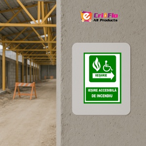 Indicator Pentru iesire accesibila de incendiu cu sageata in dreapta, Sticker autocolant - Img 5