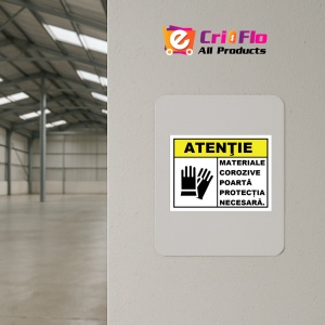 Indicator Pentru materiale corozive poarta protectia necesara, Sticker autocolant - Img 3