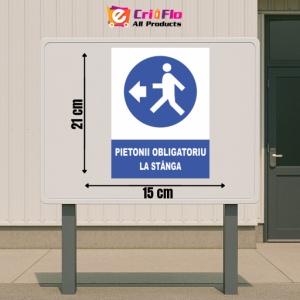 Indicator Pietonii obligatoriu la stanga, Sticker autocolant - Img 2
