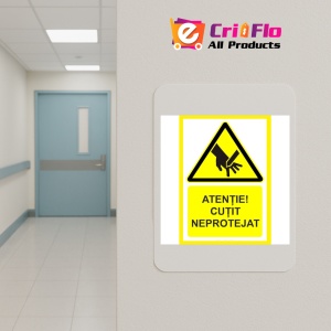 Indicator Placute atentie cutit neprotejat, Sticker autocolant - Img 4