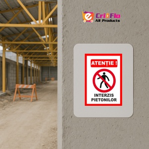 Indicator Placute atentie interzis pietonilor, Sticker autocolant - Img 5