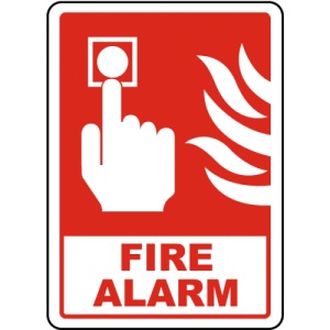 Indicator Press For Fire Alarm Sign, Sticker autocolant