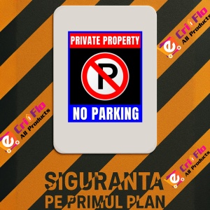 Indicator Private property no parking signs, Sticker autocolant - Img 2