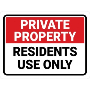 Indicator Private property residents use only, Sticker autocolant