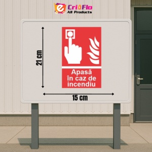 Indicator protectia muncii apasa in caz de incendiu, Sticker autocolant - Img 2