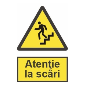 Indicator protectia muncii atentie la scari, Sticker autocolant