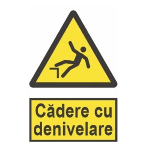 Indicator protectia muncii cadere cu denivelare, Sticker autocolant