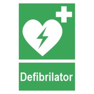 Indicator protectia muncii defibrilator, Sticker autocolant