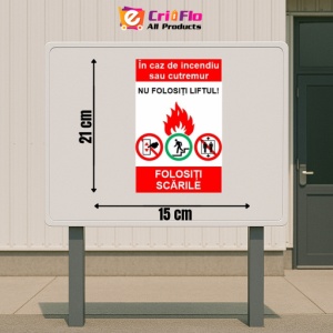 Indicator protectia muncii in caz de incendiu nu folosti liftul, Sticker autocolant - Img 2