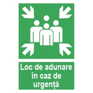 Indicator protectia muncii loc de adunare in caz de urgenta, Sticker autocolant