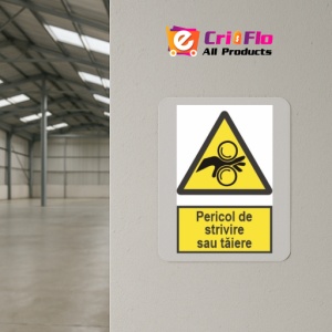 Indicator protectia muncii pericol de strivire sau taiere, Sticker autocolant - Img 4