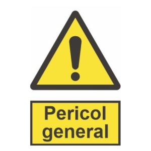 Indicator protectia muncii pericol general, Sticker autocolant