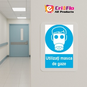 Indicator protectia muncii protectia cailor respiratorii obligatorie, Sticker autocolant - Img 5