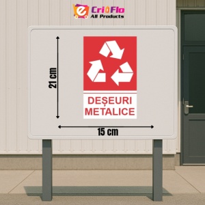Indicator protectia muncii reciclare deseuri metalice, Sticker autocolant - Img 2