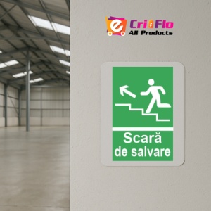 Indicator protectia muncii scara de salvare evacuare sus, Sticker autocolant - Img 4