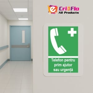 Indicator protectia muncii telefon prim ajutor urgenta, Sticker autocolant - Img 5
