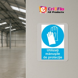 Indicator protectia muncii utilizati manusile de protectie, Sticker autocolant - Img 4