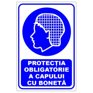 Indicator Protectia obligatorie a capului cu boneta, Sticker autocolant