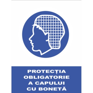 Indicator Protectia obligatorie a capului cu boneta, Sticker autocolant