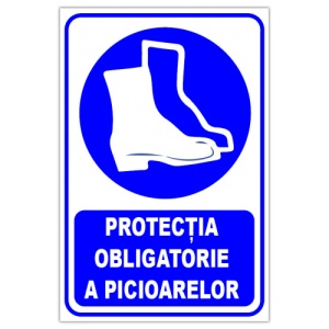 Indicator Protectie obligatorie a picioarelor, Sticker autocolant
