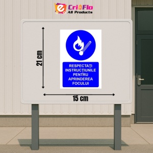 Indicator Respectati instructiunile pentru aprinderea focului indicator de obligativitate, Sticker autocolant - Img 2