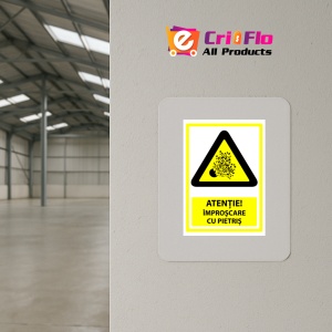 Indicator Semn atentie improscare cu pietris, Sticker autocolant - Img 4