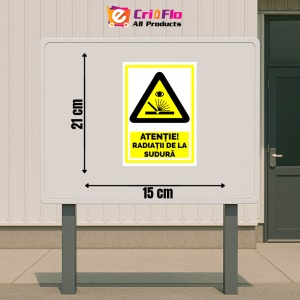 Indicator Semn atentie radiatii de la sudura, Sticker autocolant - Img 2