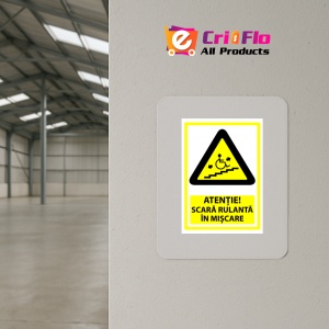 Indicator Semn atentie scara rulanta in miscare, Sticker autocolant - Img 4