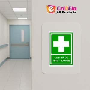Indicator Semn cu centru de prim ajutor, Sticker autocolant - Img 5
