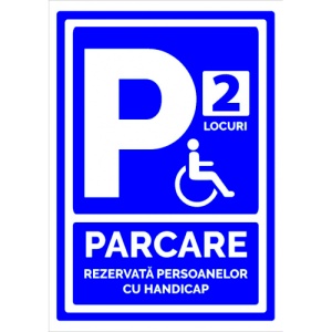 Indicator Semn cu doua locuri pentru parcare rezervata persoanelor cu handicap, Sticker autocolant