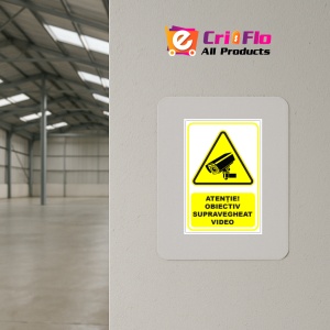 Indicator Semn de avertizare pentru obiectiv supravegheat video, Sticker autocolant - Img 4