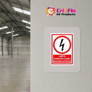 Indicator Semn de limita zona de lucru depasirea interzisa, Sticker autocolant - Img 4