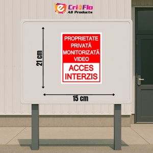 Indicator Semn de proprietate privata monitorizata video acces interzis, Sticker autocolant - Img 2