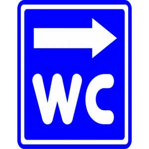 Indicator Semn de wc cu sageata la dreapta, Sticker autocolant