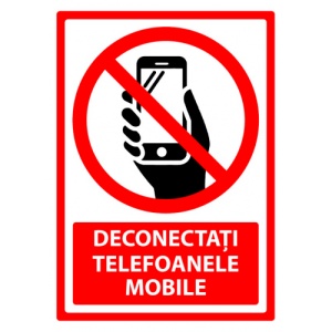 Indicator Semn deconectati telefoanele mobile, Sticker autocolant