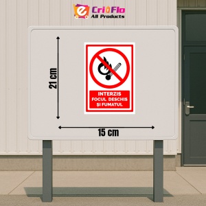 Indicator Semn este interzis focul deschis si fumatul, Sticker autocolant - Img 2