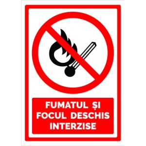 Indicator Semn fumatul si focul deschis interzis, Sticker autocolant
