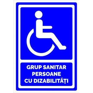 Indicator Semn grup sanitar persoane cu handicap, Sticker autocolant