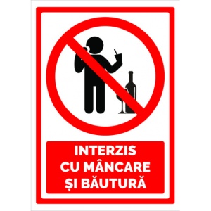 Indicator Semn interzis cu mancarea si bautura, Sticker autocolant