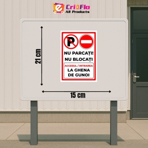 Indicator Semn nu parcati si nu blocati accesul intrarea la ghena de gunoi, Sticker autocolant - Img 2