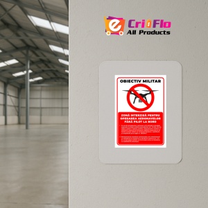 Indicator Semn obiectiv militar zone interzise pentru operarea aeronavelor fara pilot la bord, Sticker autocolant - Img 4