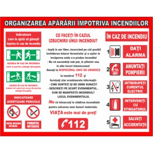 Indicator Semn Organizarea apararii impotriva incendiilor, Sticker autocolant