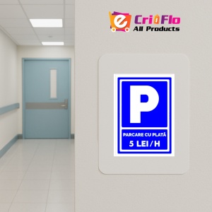 Indicator Semn parcare cu plata 5 lei ora, Sticker autocolant - Img 5